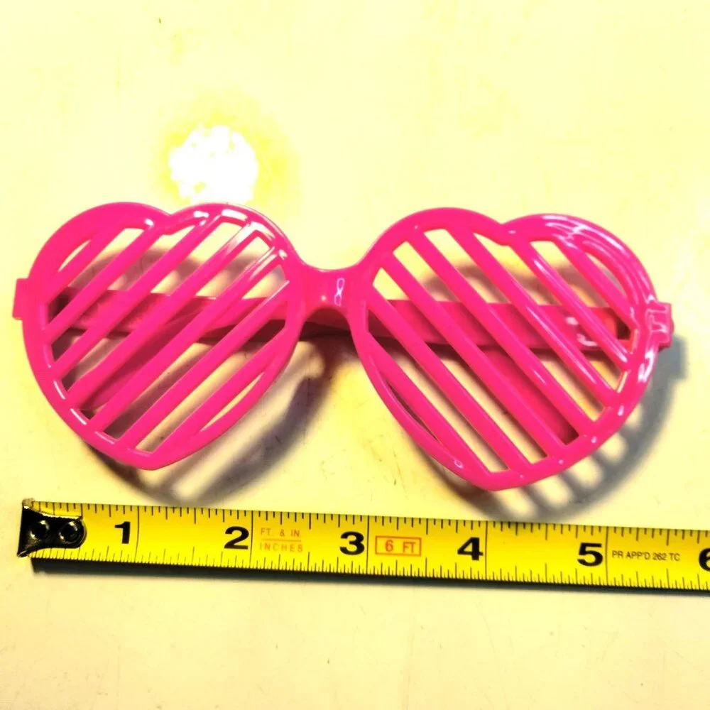 Pink Heart Slotted Shutter Glasses Costume Novelty Love Valentine Pinkoween